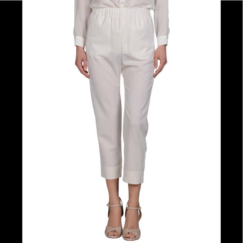 Virgin wool casual comfy relax pants straight leg